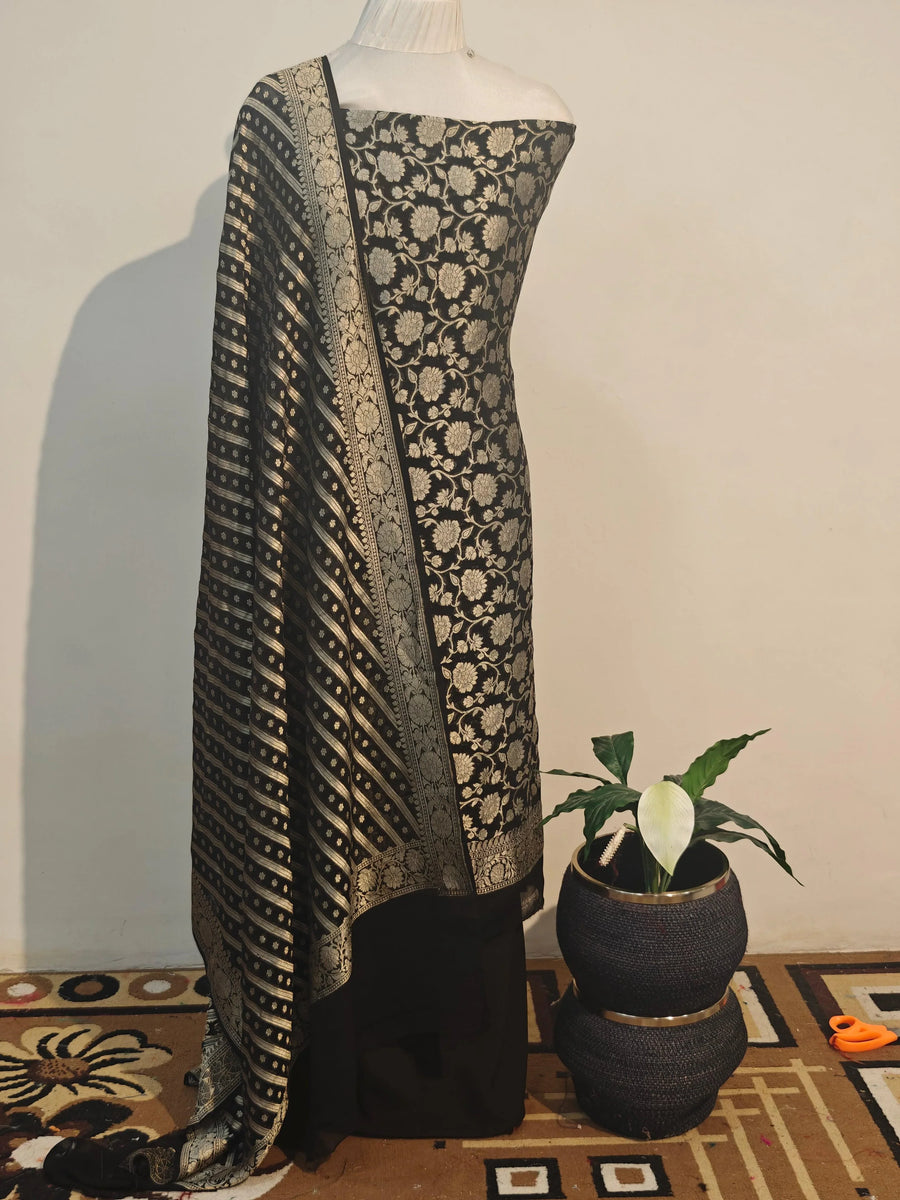 Pure Khaddi Georgette Banarasi Suit and Dupatta