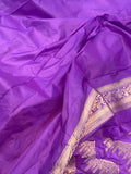 Deep Lavender Pure Banarasi Handloom Katan Silk Saree - Aura Benaras
