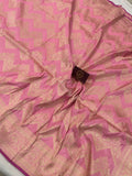 Baby Pink Pure Banarasi Handloom Katan Silk Saree - Aura Benaras