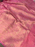 Baby Pink Banarasi Handloom Pure Katan Silk Saree - Aura Benaras