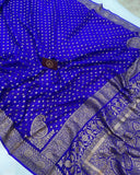 Royal Blue Pure Banarasi Khaddi Georgette Saree