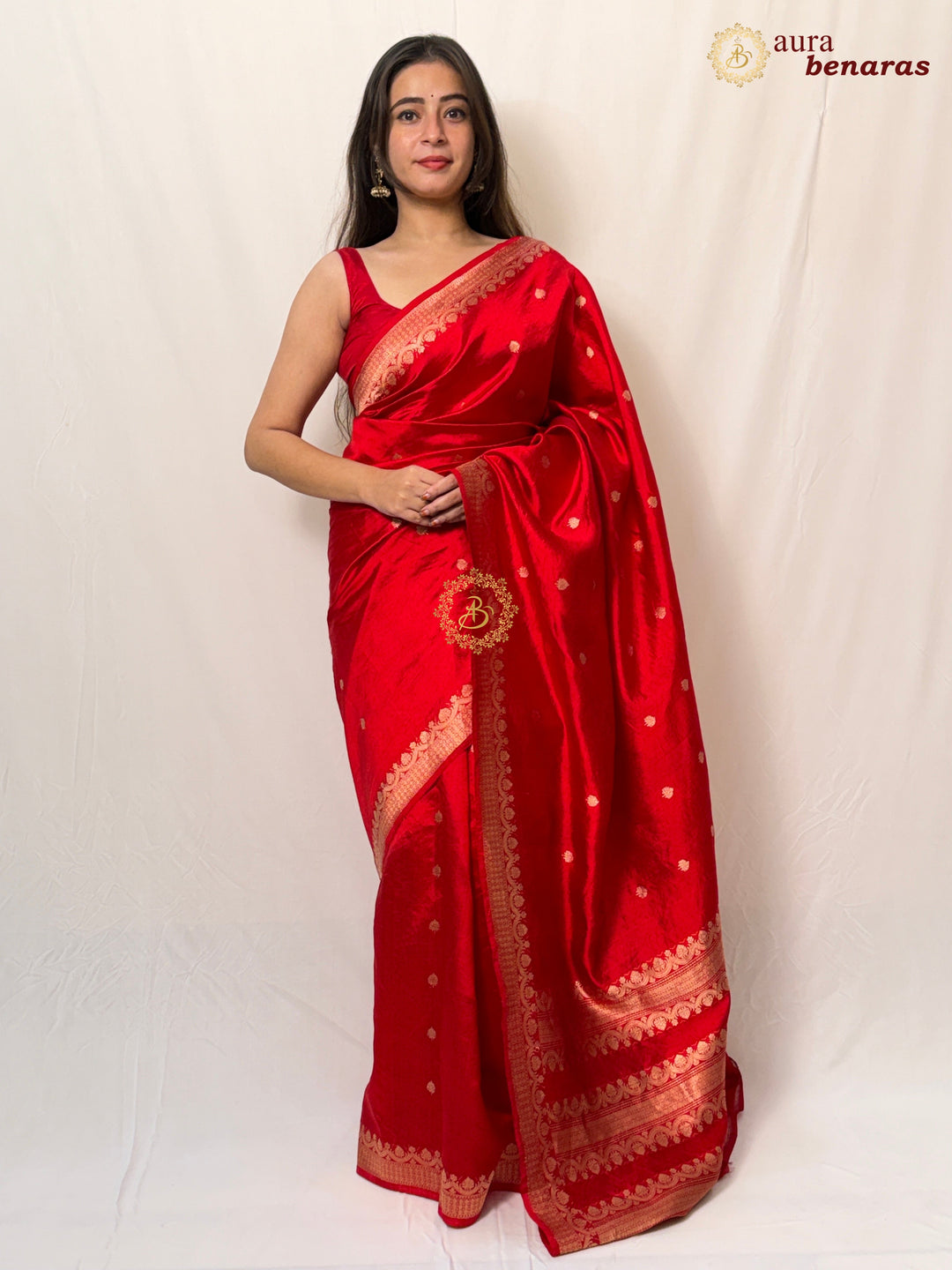 Pure Silk Handloom Banarasi Saree with Golden Zari