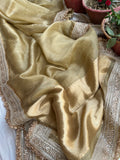 Pre Order :: Golden Banarasi Handloom Kora Silk Saree
