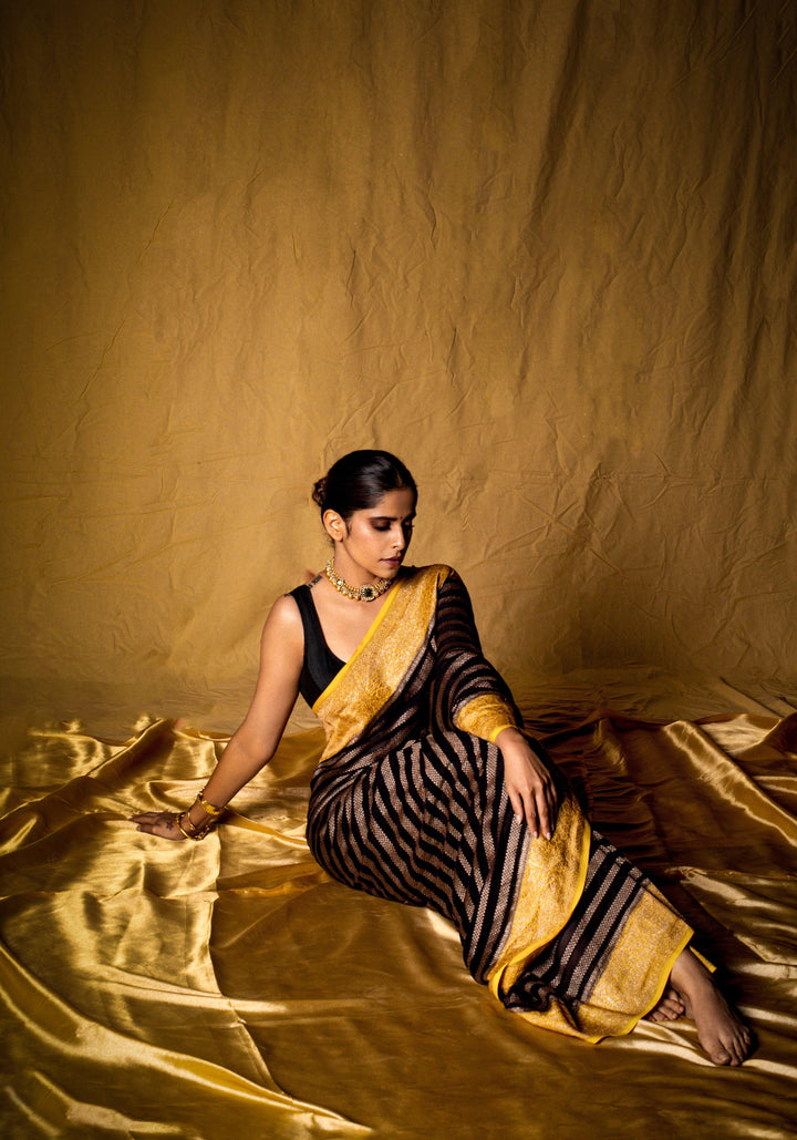 Black Pure Banarasi Khaddi Georgette Saree