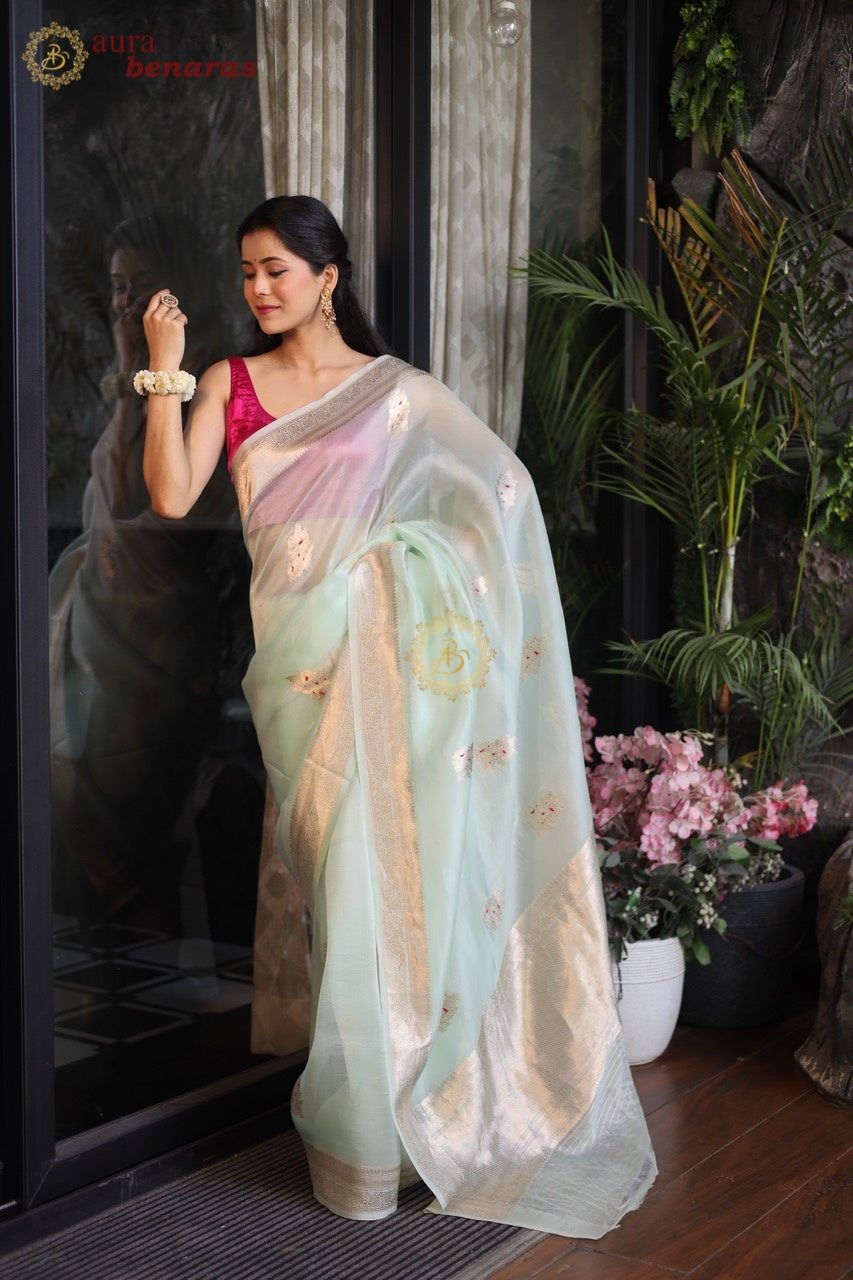 Kora Silk Banarasi Saree Kadhwa Meenakari Handwoven