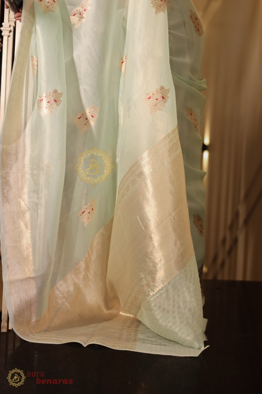 Kora Silk Banarasi Saree Kadhwa Meenakari Handwoven