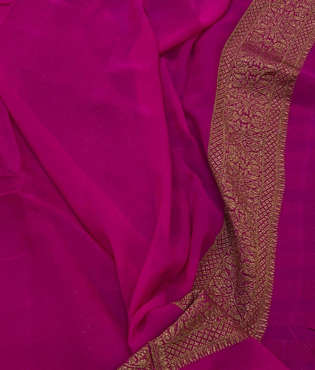 Purple Pure Banarasi Khaddi Georgette Saree - Aura Benaras