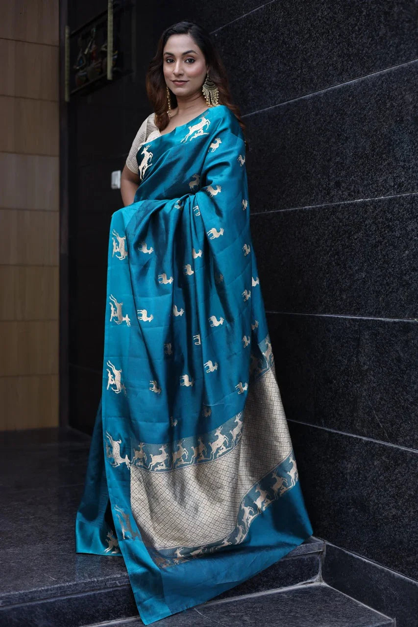 Peacock Pure Silk Handloom Banarasi Saree