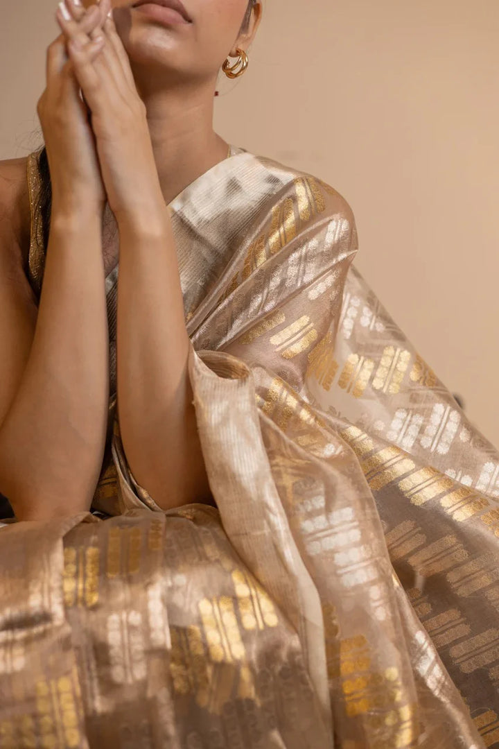 Golden Pure Tissue Silk Handloom Banarasi Saree