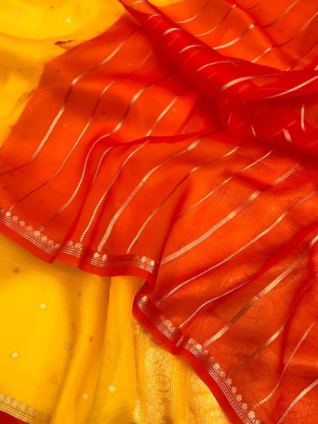 Yellow Pure Kora Silk Handloom Banarasi Saree