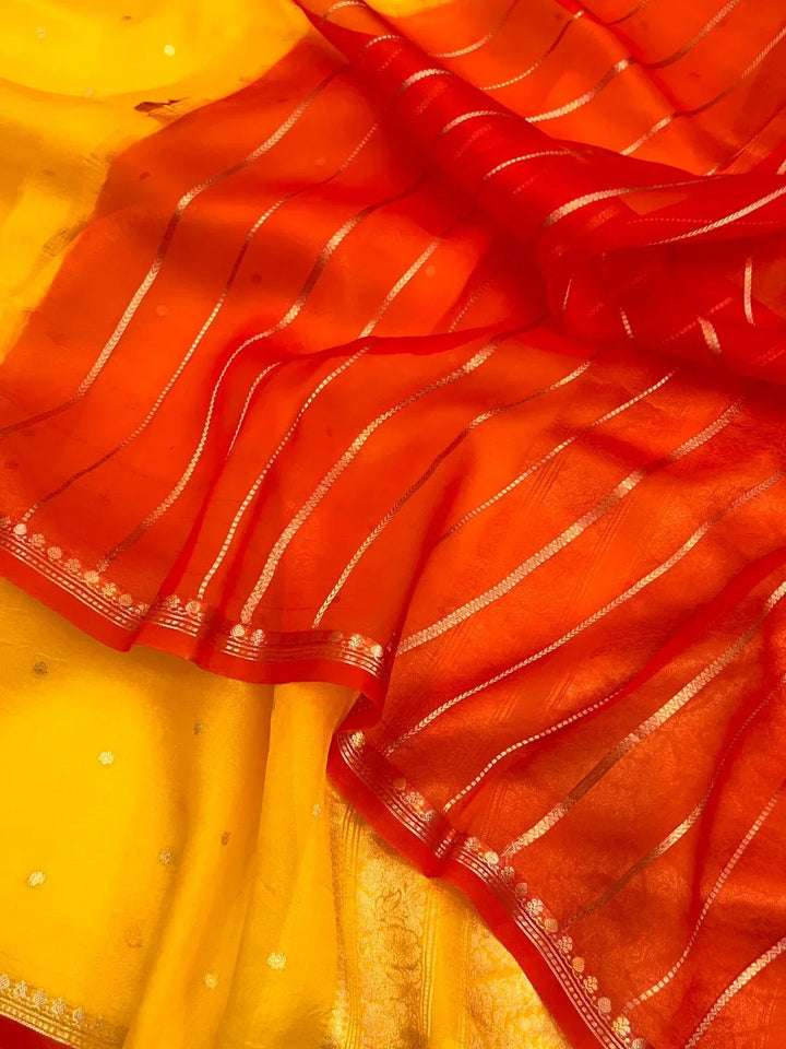 Yellow Pure Kora Silk Handloom Banarasi Saree