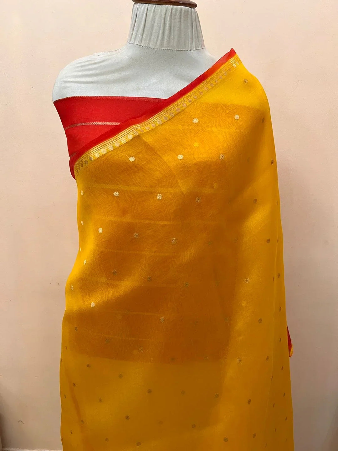Yellow Pure Kora Silk Handloom Banarasi Saree