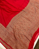 Red Pure Banarasi Handloom Khaddi Georgette Saree