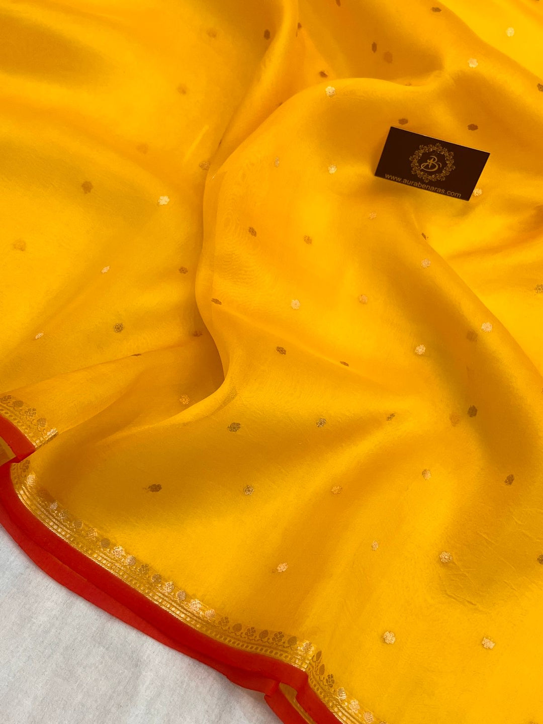 Yellow Pure Kora Silk Handloom Banarasi Saree