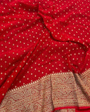 Red Pure Banarasi Handloom Khaddi Georgette Saree