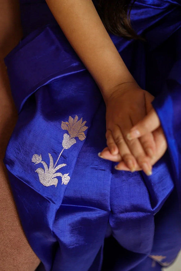 Royal Blue Banarasi Silk Saree with Kadhwa Butas