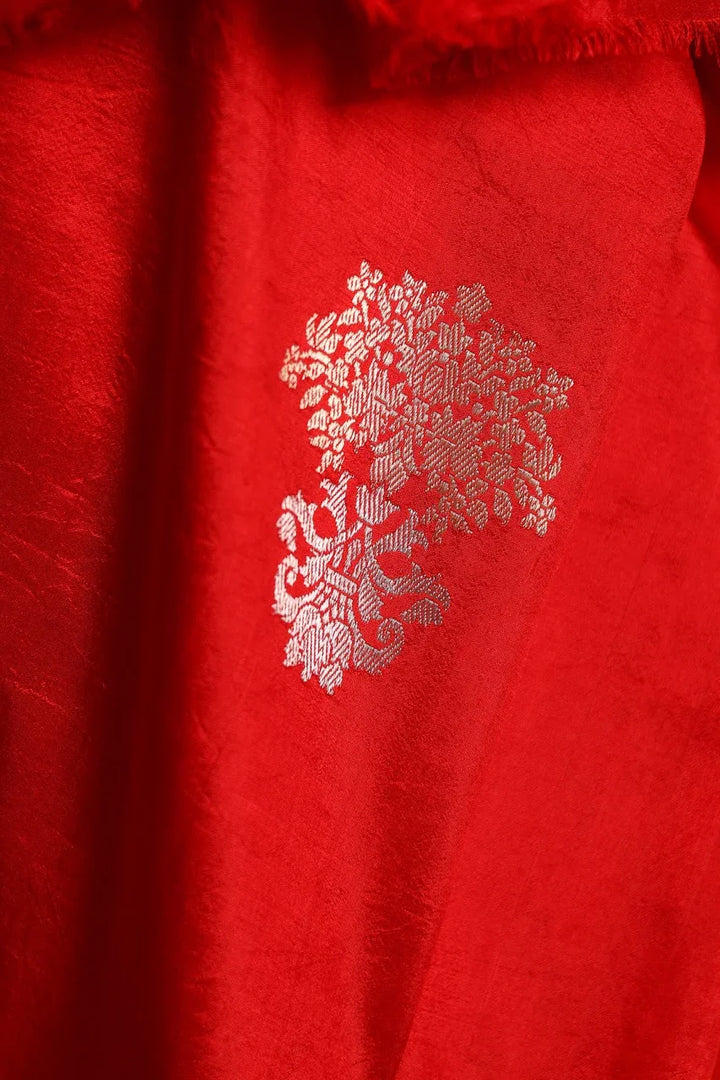 Buy Red Pure Silk Banarasi Saree – Kadhwa Buta & Zari Border