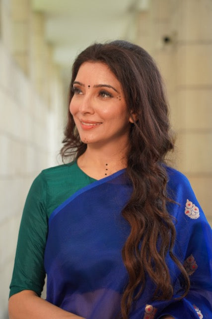 Royal Blue Pure Kora Silk Handloom Banarasi Saree