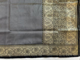 Black Pure Banarasi Handloom Katan Silk Dupatta - Aura Benaras