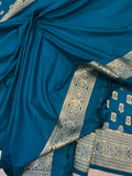 Persion Blue Banarasi Handloom Satin SIlk Saree - Aura Benaras