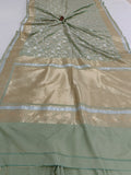 Grey Banarasi Handloom Soft Silk Saree - Aura Benaras