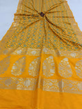 Yellow Banarasi Handloom Soft Silk Saree - Aura Benaras