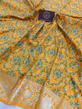 Yellow Banarasi Handloom Soft Silk Saree - Aura Benaras