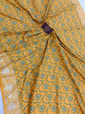 Yellow Banarasi Handloom Soft Silk Saree - Aura Benaras