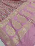 Baby Pink Banarasi Handloom Soft Silk Saree - Aura Benaras