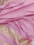 Baby Pink Banarasi Handloom Soft Silk Saree - Aura Benaras