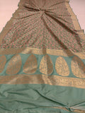 Sage Green Banarasi Handloom Soft Silk Saree - Aura Benaras