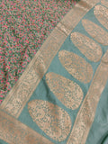 Sage Green Banarasi Handloom Soft Silk Saree - Aura Benaras