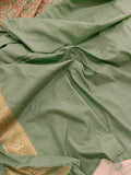 Sage Green Banarasi Handloom Soft Silk Saree - Aura Benaras