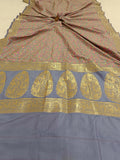 Lavender Banarasi Handloom Soft Silk Saree - Aura Benaras