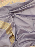 Lavender Banarasi Handloom Soft Silk Saree - Aura Benaras