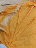 Orange Banarasi Handloom Soft Silk Saree - Aura Benaras