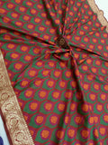 Maroon Banarasi Handloom Soft Silk Saree - Aura Benaras