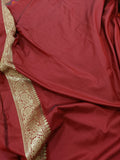 Maroon Banarasi Handloom Soft Silk Saree - Aura Benaras