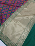 Green Banarasi Handloom Soft Silk Saree - Aura Benaras