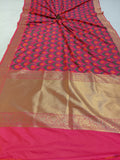 Pink Banarasi Handloom Soft Silk Saree - Aura Benaras