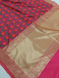 Pink Banarasi Handloom Soft Silk Saree - Aura Benaras