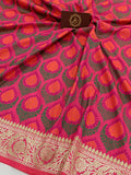 Pink Banarasi Handloom Soft Silk Saree - Aura Benaras