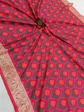 Pink Banarasi Handloom Soft Silk Saree - Aura Benaras