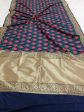 Navy Blue Banarasi Handloom Soft Silk Saree