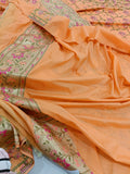 Peach Banarasi Handloom Soft Silk Saree - Aura Benaras