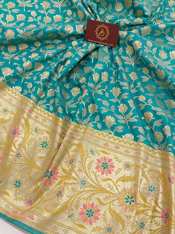 Blue Banarasi Handloom Soft Silk Saree