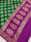 Green Banarasi Handloom Soft Silk Saree - Aura Benaras