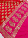 Strowbeery Pink Banarasi Handloom Soft Silk Saree - Aura Benaras