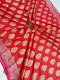 Strowbeery Pink Banarasi Handloom Soft Silk Saree - Aura Benaras