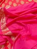 Strowbeery Pink Banarasi Handloom Soft Silk Saree - Aura Benaras